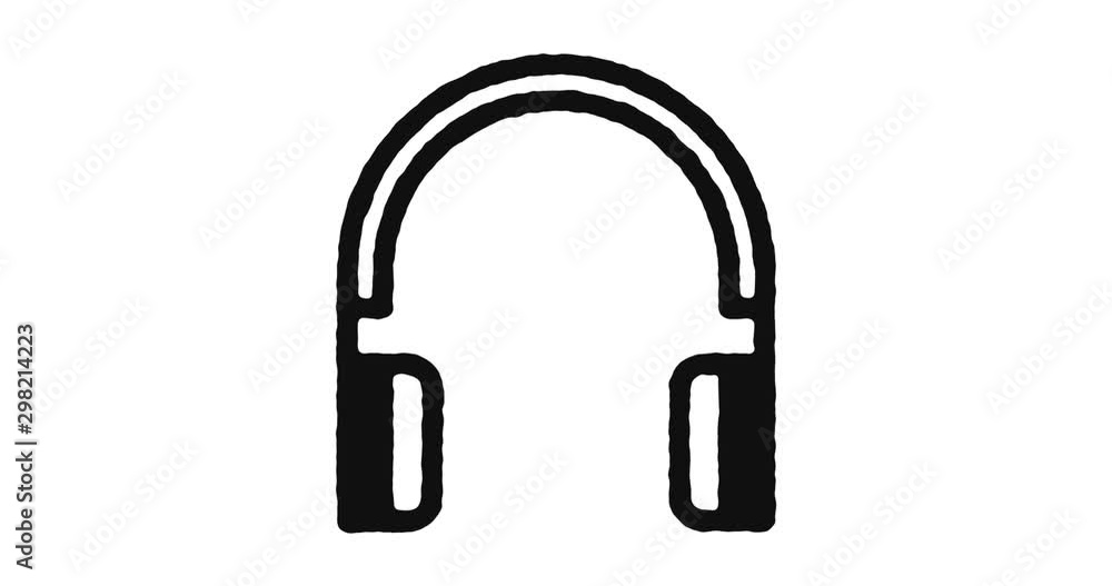 Poster headphones outline icon animation footage/video. hand drawn like symbol animated with motion graphic