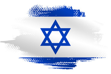 Malowana flaga Izraela na białym tle - obrazy, fototapety, plakaty
