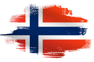 Malowana flaga Norwegii na białym tle