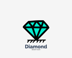 Fototapeta premium Hand drawn doodle diamond icon design