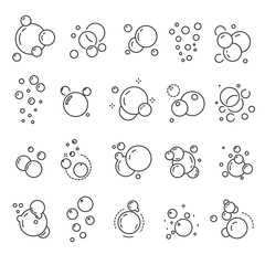 Foam or bubbles isolated icons, fizzy drink and effervescent effect - obrazy, fototapety, plakaty