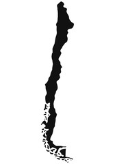 Mapa negro de Chile sobre fondo blanco. © Gabrieuskal