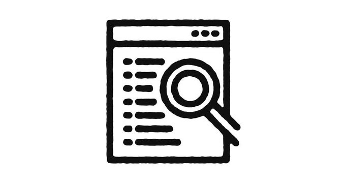 Web development outline icon animation footage/video. Hand drawn like symbol animated with motion graphic, can be used as loop item, has alpha channel and it's at 4K video resolution.