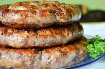 Homemade sausage close up