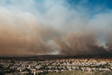 Fototapeta premium California wildfire threatens residential area. Tick Fire October 25, 2019