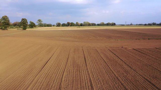 Aerial view of arable land ready for sowing.