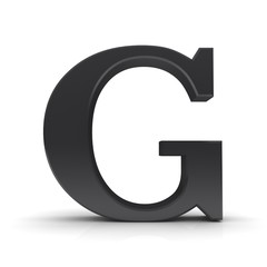 G black letter sign alphabet 3d text capital character rendering font isolated on white background