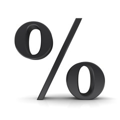 percent sign percentage symbol black interest rate icon sale price off discount 3d rendering isolated on white background