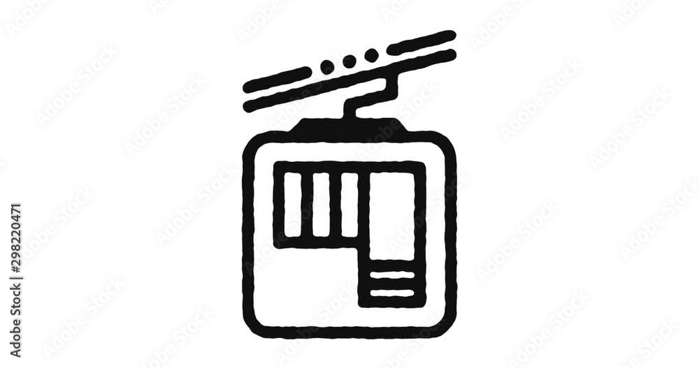 Poster rope railway outline icon animation footage/video. hand drawn like symbol animated with motion graph