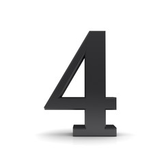 Obraz premium 4 number four black sign 3d rendering font isolated on white background