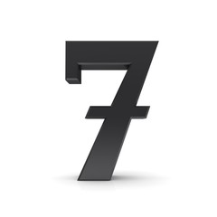 Fototapeta premium 7 number seven black sign 3d rendering font isolated on white background