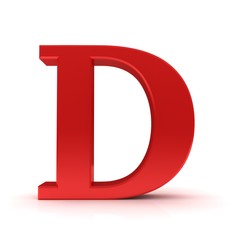 D letter red 3d sign alphabet capital rendering isolated on white