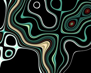 Green red black waves lines, background