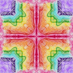 Abstract square illustration. Bright rainbow colors. Symmetry.