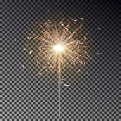 Sparkler candle vector isolated. Bengal fire light effect. Birthday firecracker sparkle effect. Vector illustration - 298221499
