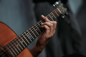 Fototapeta na wymiar Guitar hand playing 