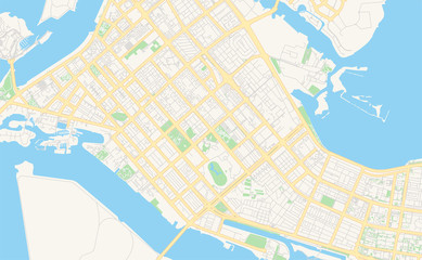 Printable street map of Abu Dhabi  , United Arab Emirates