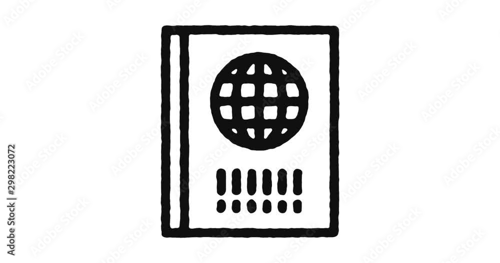 Poster passport outline icon animation footage/video. hand drawn like symbol animated with motion graphic, 