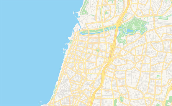 Printable street map of Tel Aviv-Yafo, Israel