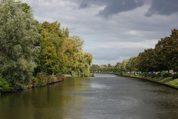 Fototapeta premium Bruges tourism streets and river Belgium