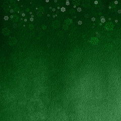 Abstract christmas background. Green texture gradient space. Beautiful lush snowflakes. Winter background. Paper texture