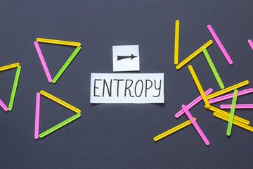 Word Entropy on the dark background, chaos and order concept.