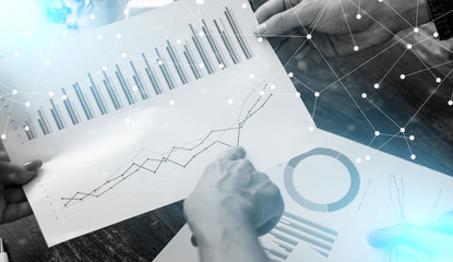 Teamwork and discussion; light effect