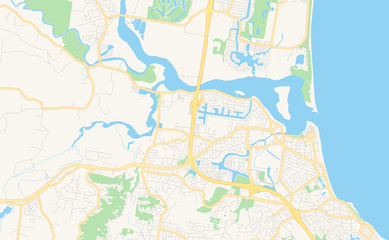 Fototapeta na wymiar Printable street map of Sunshine Coast, Australia