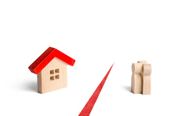 The figures of people and the house are separated by a red line. Inaccessibility and high housing...