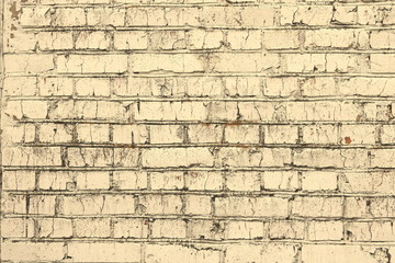 Fototapeta premium Brick wall of beige painted brick close up