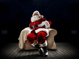Red old Santa Claus and free space for your decoration 