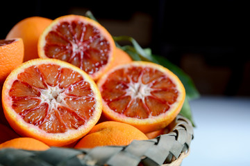 Citrus fruits with red Sicilian oranges