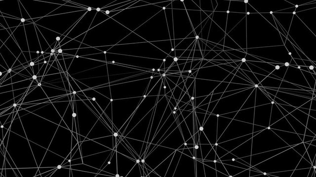 3D animation of geometric connected dots, showing connection and technology.