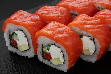 Sushi, rolls, fish dishes. Seafood delicacies