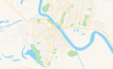Fototapeta na wymiar Printable street map of Rockhampton, Australia