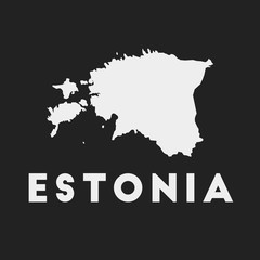 Estonia icon. Country map on dark background. Stylish Estonia map with country name. Vector illustration.