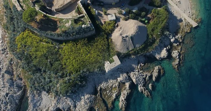 aerial view of Mamula island fort, Boka Kotorska bay of Adriatic sea