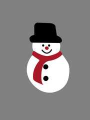  snowman cartoon  with black hat  on gray background at christmas