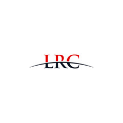 Initial letter LRC, overlapping movement swoosh horizon logo company design inspiration in red and dark blue color vector