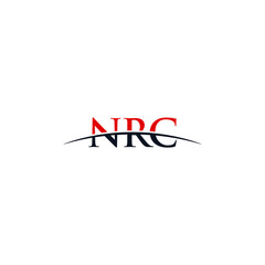 Initial letter NRC, overlapping movement swoosh horizon logo company design inspiration in red and dark blue color vector