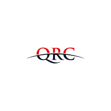 Initial letter QRC, overlapping movement swoosh horizon logo company design inspiration in red and dark blue color vector