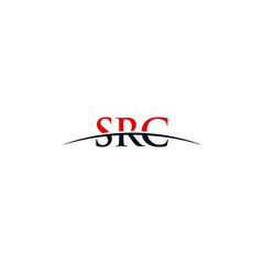 Initial letter SRC, overlapping movement swoosh horizon logo company design inspiration in red and dark blue color vector