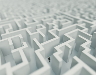 Businessman inside to the maze. 3d rendering