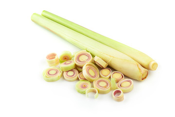 Slice of Fresh Lemon grass on a white background