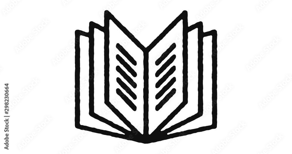 Poster reading outline icon animation footage/video. hand drawn like symbol animated with motion graphic, c