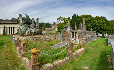 Cemetery with large tombs in Basque Country