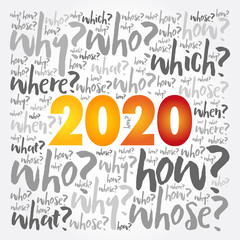 2020 year problem questions word cloud, business concept background