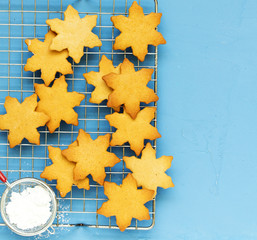 Christmas ginger biscuits in the form of snowflakes.
