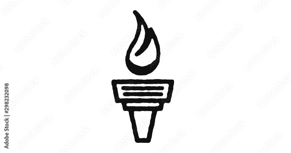 Poster flaming torch outline icon animation footage/video. hand drawn like symbol animated with motion grap