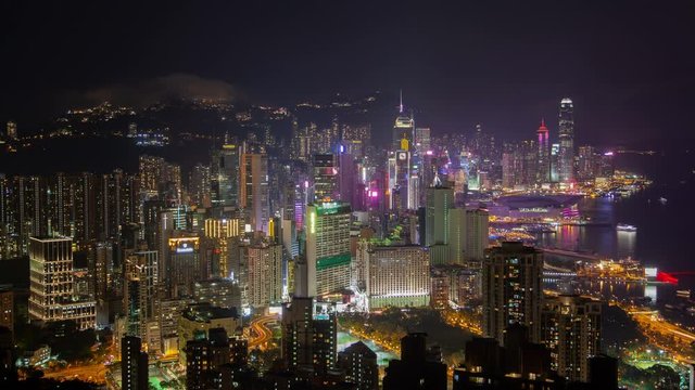 Timelapse Hong Kong Central Western illuminated districts